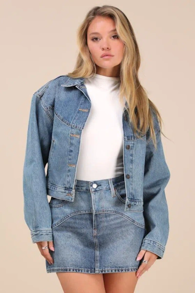 Levi's Shrunken '90s Medium Wash Denim Western Trucker Jacket In Blue