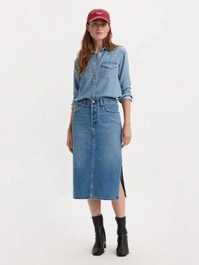 Levi's Side Slit Skirt In Artist Divided