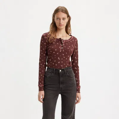 Levi's Sierra Henley Shirt In Brown