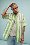 Levi's Skateboarding Oversize Stripe Short Sleeve Button-down Shirt In Green