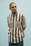 Levi's Skateboarding Oversize Stripe Short Sleeve Button-down Shirt In Yellow