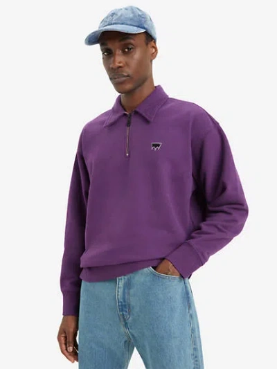 Levi's Skateboarding Quarter-zip Sweatshirt In Grape Royale