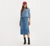 Levi's Side Slit Skirt In Blue