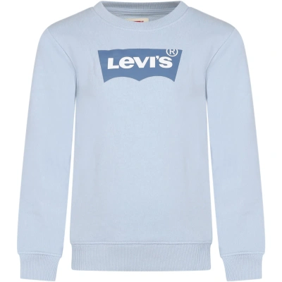Levi's Sky Blue Sweatshirt For Kids With Logo In Light Blue