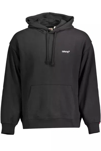 Levi's Sleek Black Cotton Hoodie With Embroidered Logo