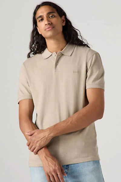 Levi's Batwing Logo Slim Fit Slub Jersey Polo Shirt In Neutral