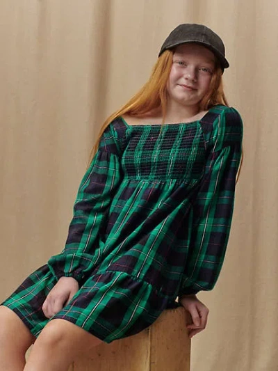 Levi's Smocked Top Plaid Dress Big Girls 7-16 L In Sporting Green