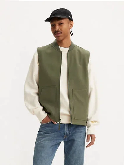Levi's Softshell Bomber Jacket Vest In Thyme