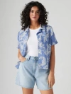 Levi's Sonny Linen Blend Camp Shirt In Orla Floral Dusty Blue