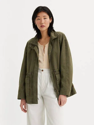Levi's Stand Up Collar Military Jacket In Olive Night