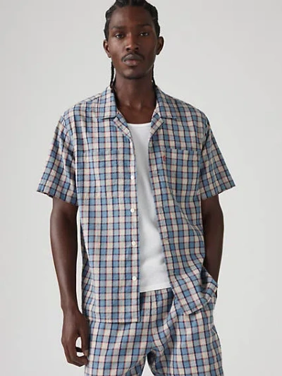 Levi's Standard Fit Camp Shirt In Xavier Plaid Steam Blue