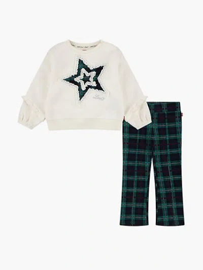 Levi's Star Oversized Crewneck And Flared Pants Set Little Girls 4-6x 6 In  Egret
