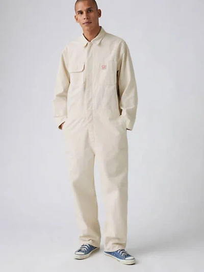 Levi's Stay Loose Long Sleeve Cotton Twill Coveralls In Ecru Twill Rinse