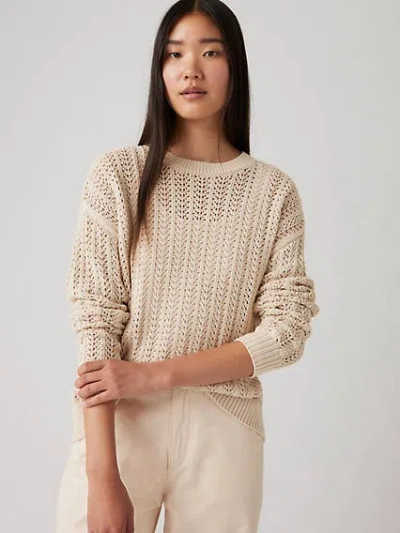 Levi's Sunrise Cotton Linen Crochet Sweater In Oatmeal