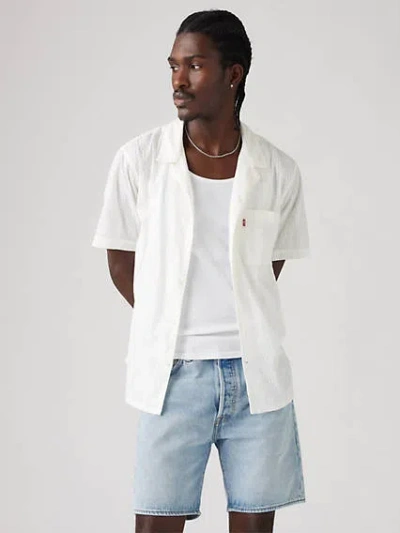 Levi's Sunset Camp Shirt In Ember Detail Stripe Bright White