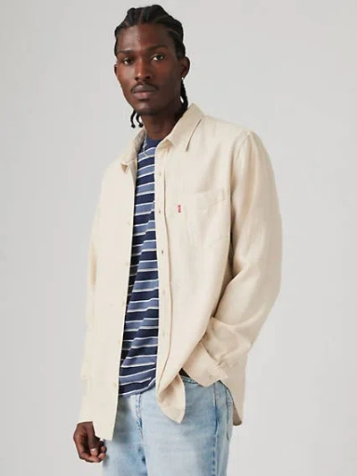 Levi's Sunset One Pocket Cotton Linen Standard Fit Shirt In Porridge