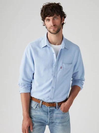Levi's Sunset One Pocket Cotton Linen Standard Fit Shirt In Chambray Blue