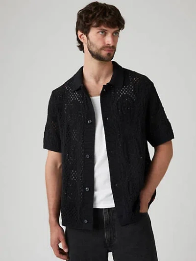 Levi's Sweater Camp Shirt In Pointelle Crochet Jet Black