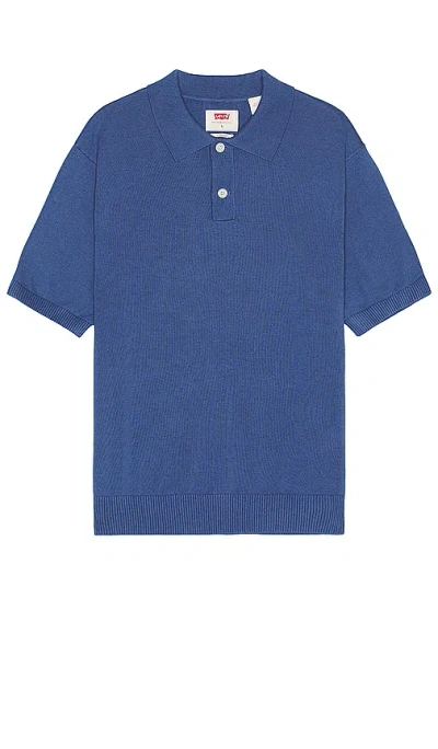 Levi's Sweater Knit Polo In 海滨蓝