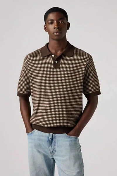 Levi's Sweater Knit Polo In Brown