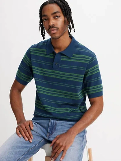 Levi's Sweater Knit Polo In Palmer Stripe Dress Blues