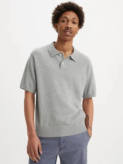 Levi's Sweater Knit Polo Shirt In Midtone Heather Grey