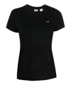 Levi's Womens Mineral Black The Perfect Tee Brand-embroidery Regular-fit Cotton-jersey T-shirt In Black