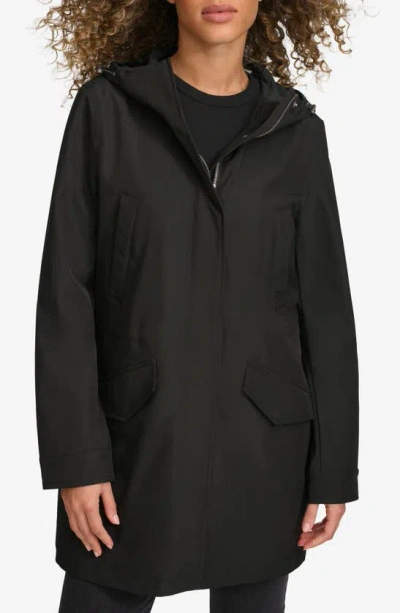 Levi's Techy Water Resistant Fishtail Hem Hooded Jacket In Black