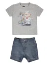 Levi's Multicolor Suit For Baby Boy With Bear In Grey