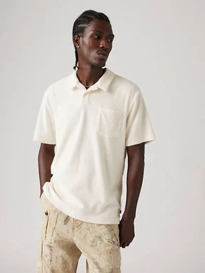 Levi's Terry Pocket Polo Shirt In Egret