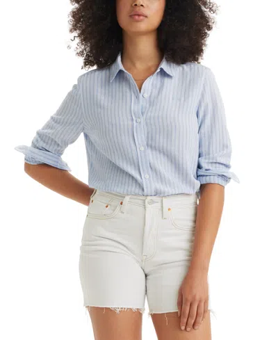 Levi's The Classic Cotton Box-pleat-back Long-sleeve Shirt In Brunerra Blue