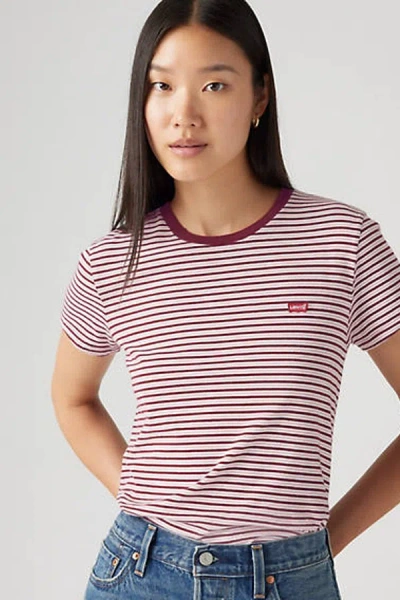 Levi's The Perfect Tee In Anita Stripe Zinfandel