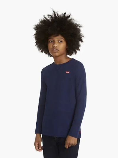 Levi's Thermal Crew Knit Top Big Boys S-xl M In Naval Academy