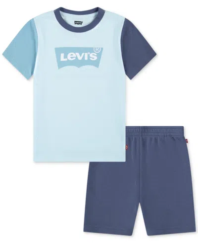 Levi's Kids' Toddler & Little Boys Logo Colorblock Knit Shorts Set In Clearwater