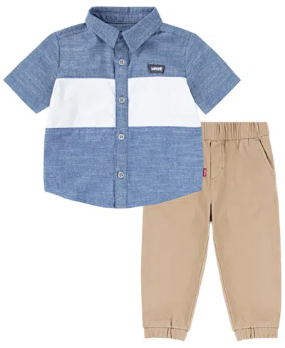 Levi's Babies' Toddler Boys 2-piece Denim Shirt And Jogger Pants In Blue Chambray