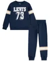 Levi's Baby Boys Varsity Crewneck Sweatshirt And Joggers, 2-piece Set In Dress Blues