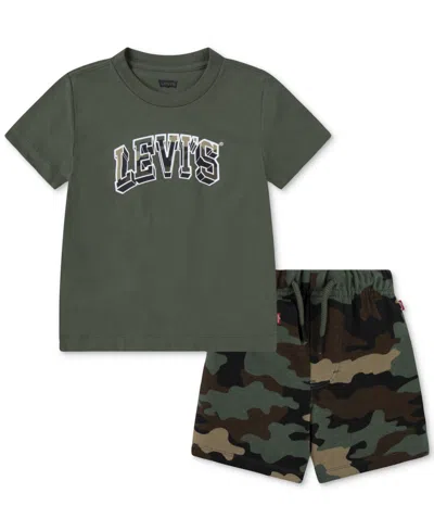 Levi's Kids' Toddler Boys Camo Logo Tee And Shorts Set In Thyme