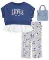 Levi's Toddler Girls 2-piece Eyelet Crewneck Top And Flared Leggings Set In Bright White
