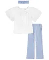 Levi's Toddler Girls 3-piece Flatter Top Flared Leggings And Headband Set In Bright White
