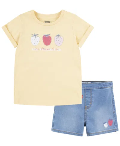Levi's Babies' Toddler Girls Fruity T-shirt And Shorts Set In Golden Haze