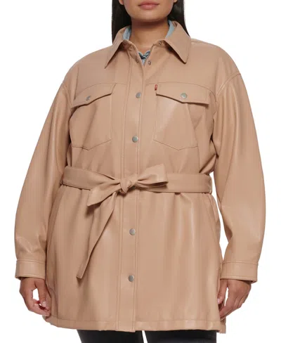 Levi's Trendy Plus Size Belted Jacket In Biscotti