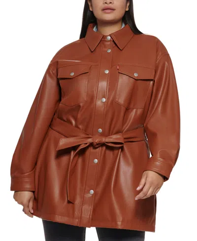 Levi's Trendy Plus Size Belted Jacket In Camel
