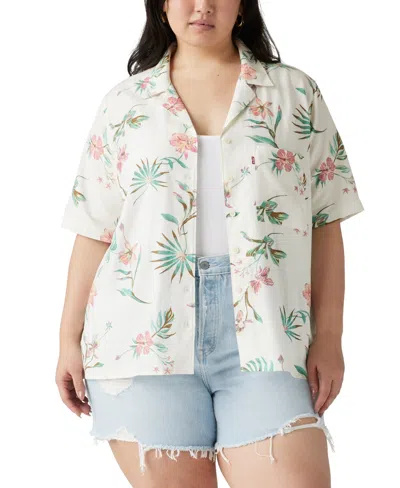 Levi's Trendy Plus Size Joyce Short-sleeve Resort Shirt In Delilah Floral