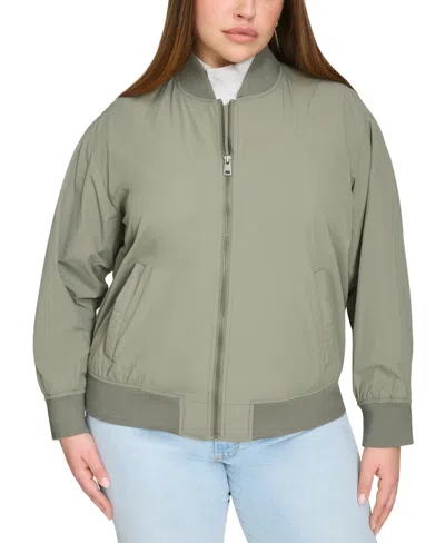 Levi's Trendy Plus Size Lightweight Zip-front Bomber Jacket In Sage