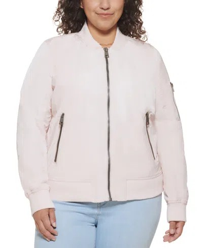 Levi's Trendy Plus Size Melanie Bomber Jacket In Peach