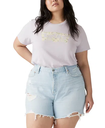 Levi's Trendy Plus Size Perfect Floral Logo T-shirt In Janeesah Floral