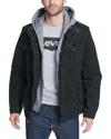 Levi's Men's Big & Tall Sherpa Lined Two Pocket Hooded Trucker Jacket In Black