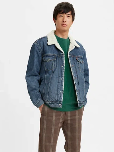 Levi's Type Iii Fleece Lined Denim Trucker Jacket In Blue