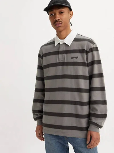 Levi's Union Rugby Polo Shirt In Seams Jacquard Stripe Monogray