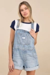 Levi's Vintage Shortalls Womens Medium Blue Denim Light Wash Cotton Blend Erk187 In Blue